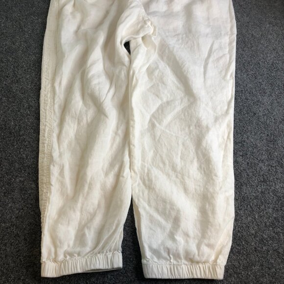 Athleta Jogger Womens Size 18 White Cabo Linen Zip Pockets Elastic Waist Beach - Picture 10 of 11